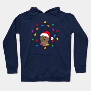 Goldendoodle with Santa Hat and Christmas Lights Hoodie